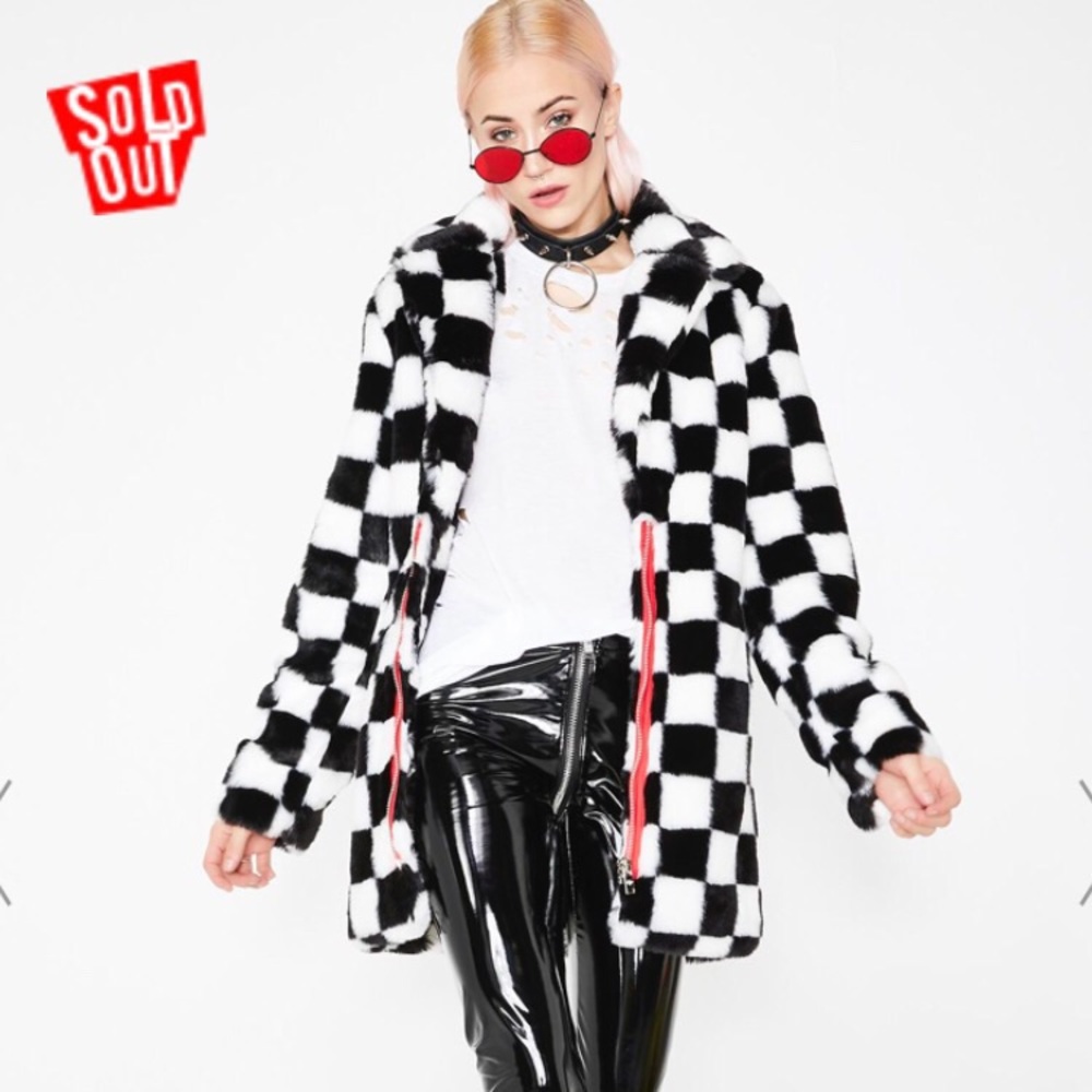 Current mood faux fur coat medium